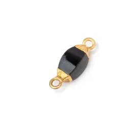 10x5mm Gold Leafed Black Onyx 4 sided Marquise Connector 1 piece