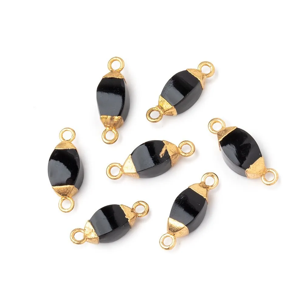 10x5mm Gold Leafed Black Onyx 4 sided Marquise Connector 1 piece