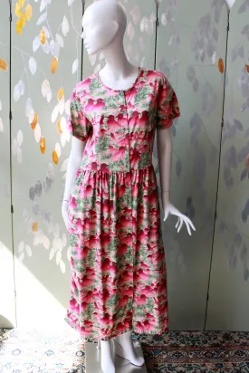 1980s Duck Print Cotton Dress, Large