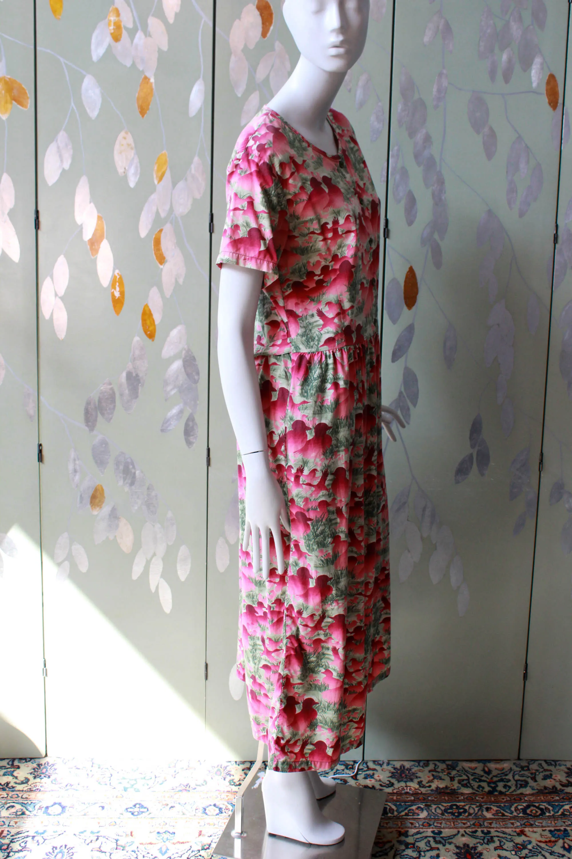 1980s Duck Print Cotton Dress, Large