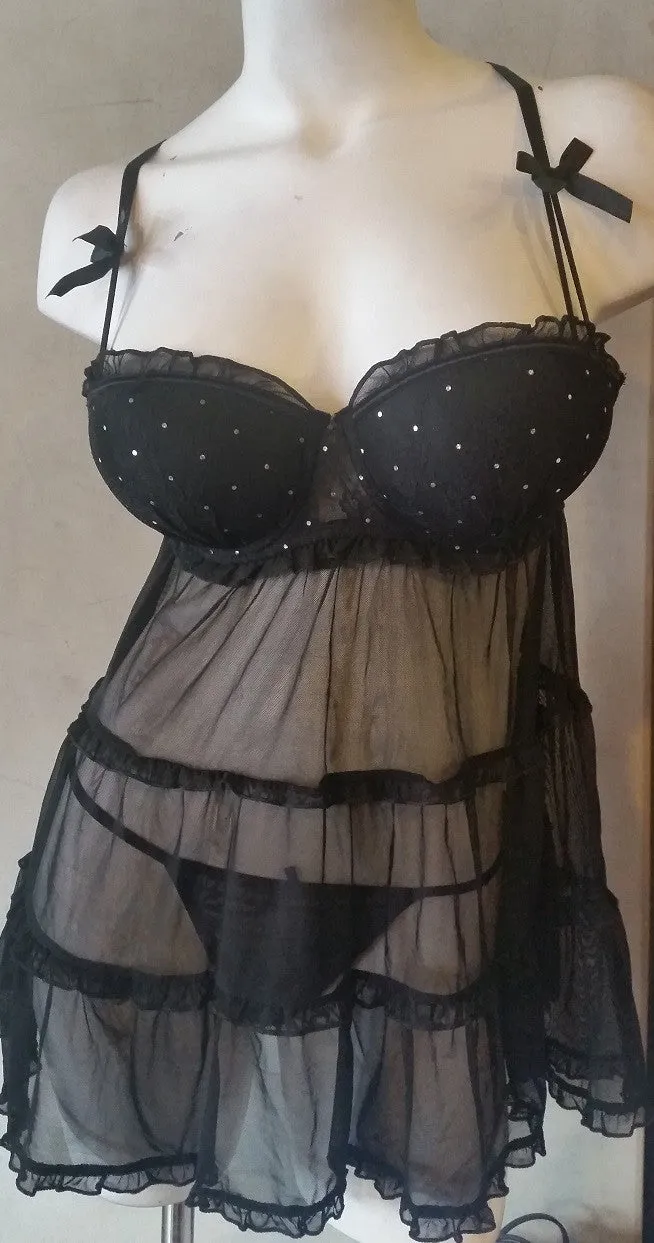 2 Piece Sexy Sparkly BabyDoll Nightie Set - 6 sets