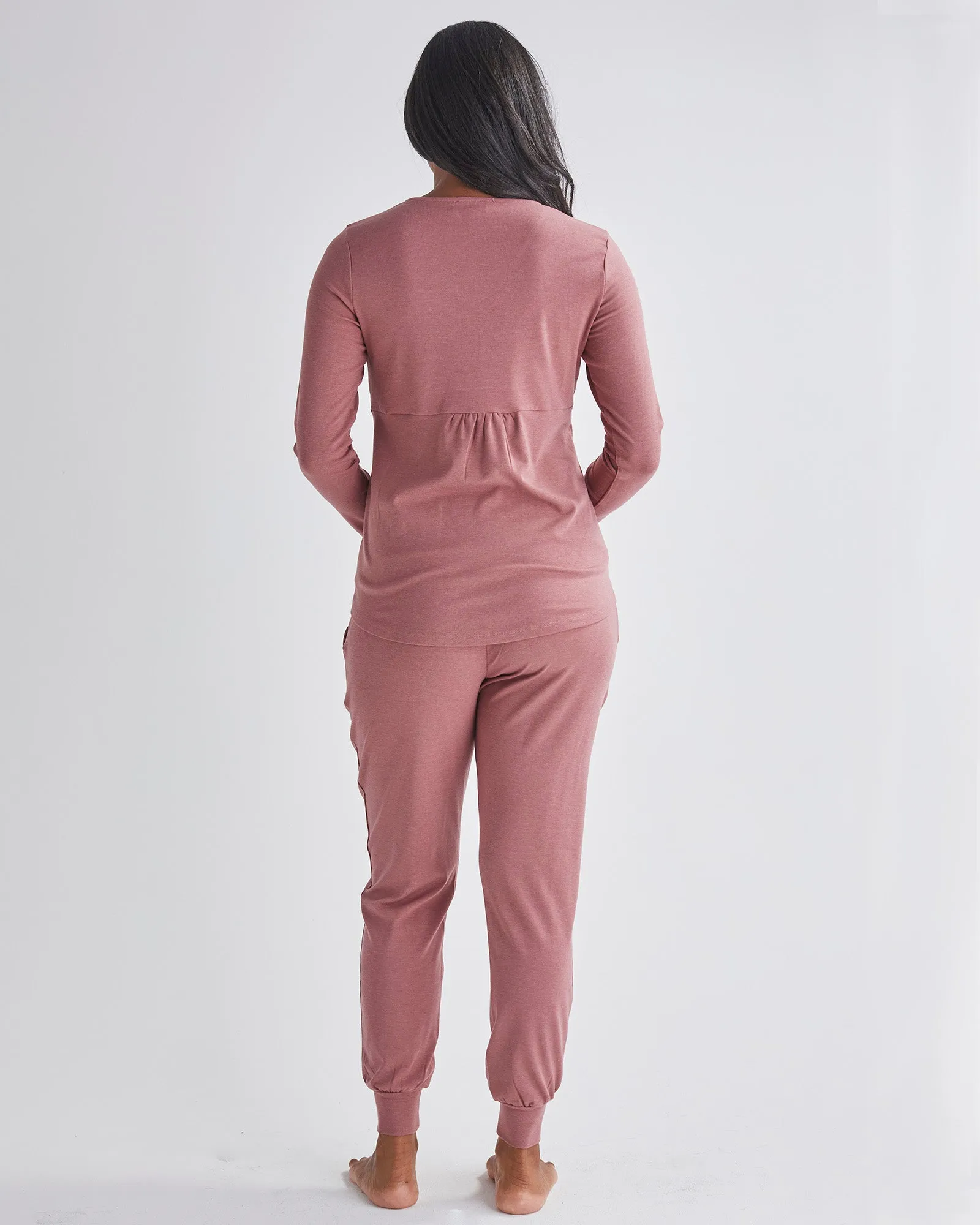 2-Piece Winter Kyra L/S Maternity Loungewear set-Pink