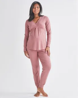 2-Piece Winter Kyra L/S Maternity Loungewear set-Pink