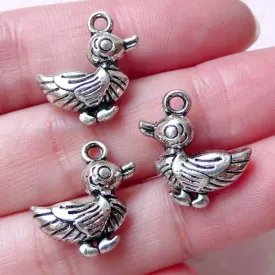 3D Duck Charms Bird Charm (3pcs / 17mm x 16mm / Tibetan Silver / 2 Sided) Animal Earrings Pendant Necklace Bangle Anklet Wine Charm CHM1341