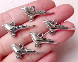 3D Sparrow Charms Bird Charm (5pcs / 23mm x 12mm / Tibetan Silver / 2 Sided) Bracelet Pendant Necklace Bookmark Favor Wine Charm CHM1112