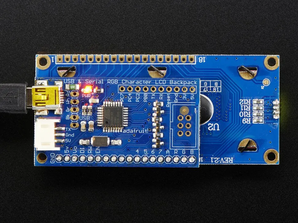 Adafruit USB   Serial LCD Backpack Add-On with Cable