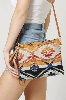 Aztec Patterned Clutch Crossbody Bagl