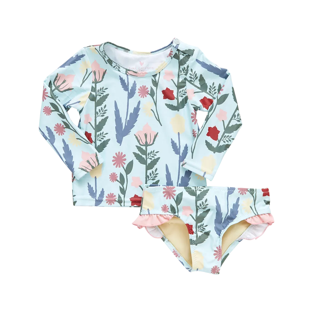 Baby Girls Rash Guard Set - Paper Floral