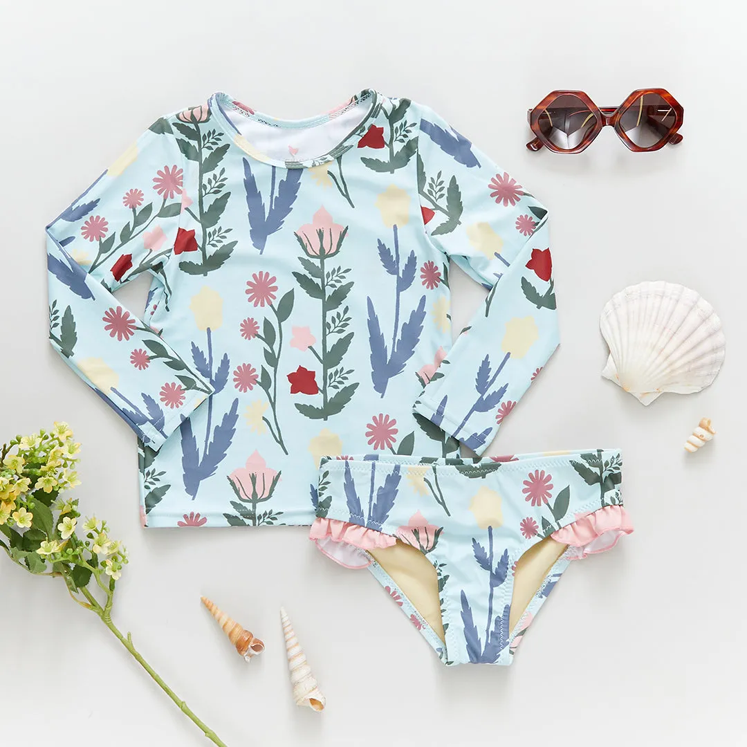 Baby Girls Rash Guard Set - Paper Floral