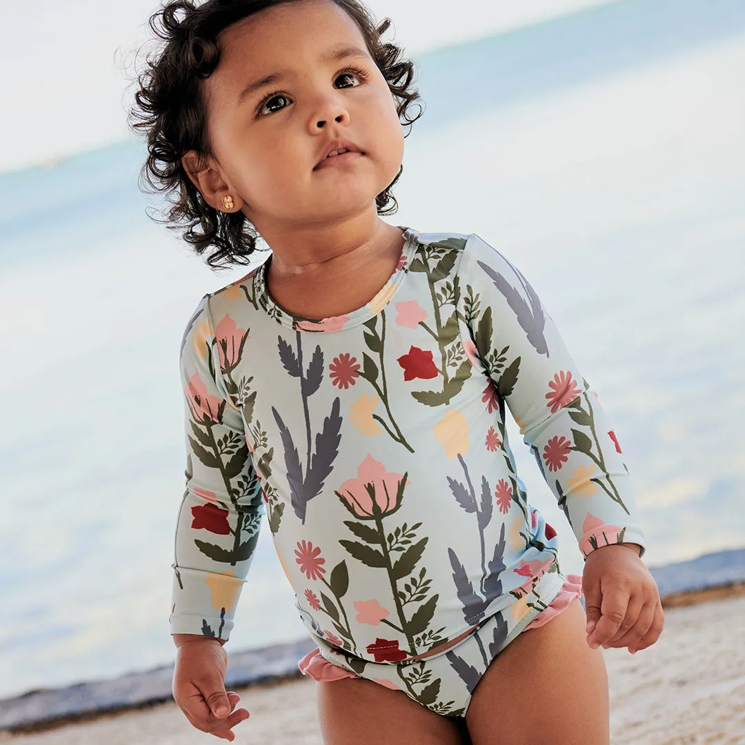 Baby Girls Rash Guard Set - Paper Floral