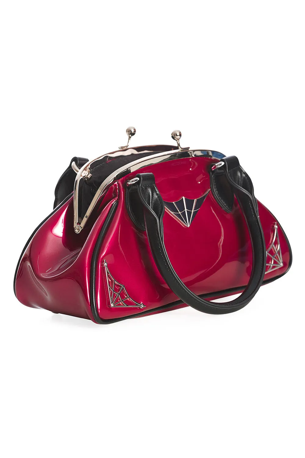 Banned Night Lovers Handbag Purse in Burgundy and Black