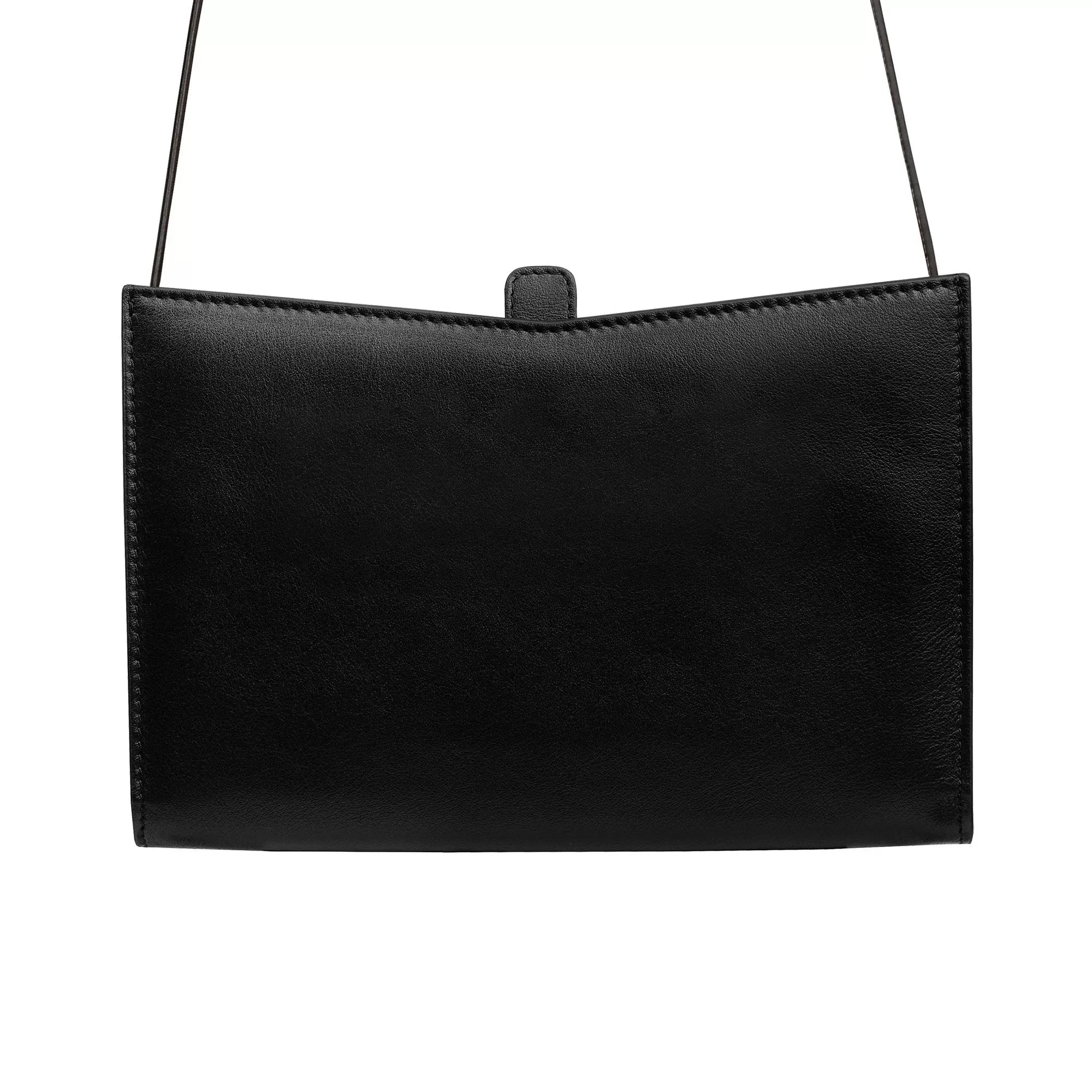 Barb Black Leather Hand Bag with Removable Shoulder Handle