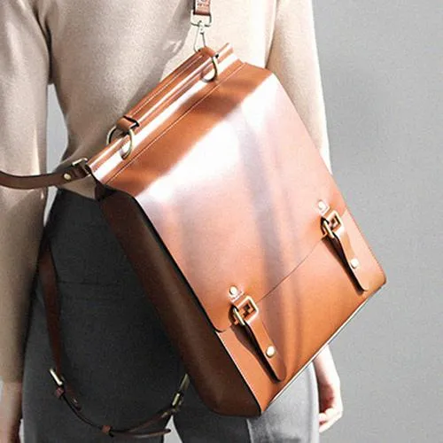 Best Coffee Leather Womens Satchel Backpack Laptop Leather Black School Backpack for Women