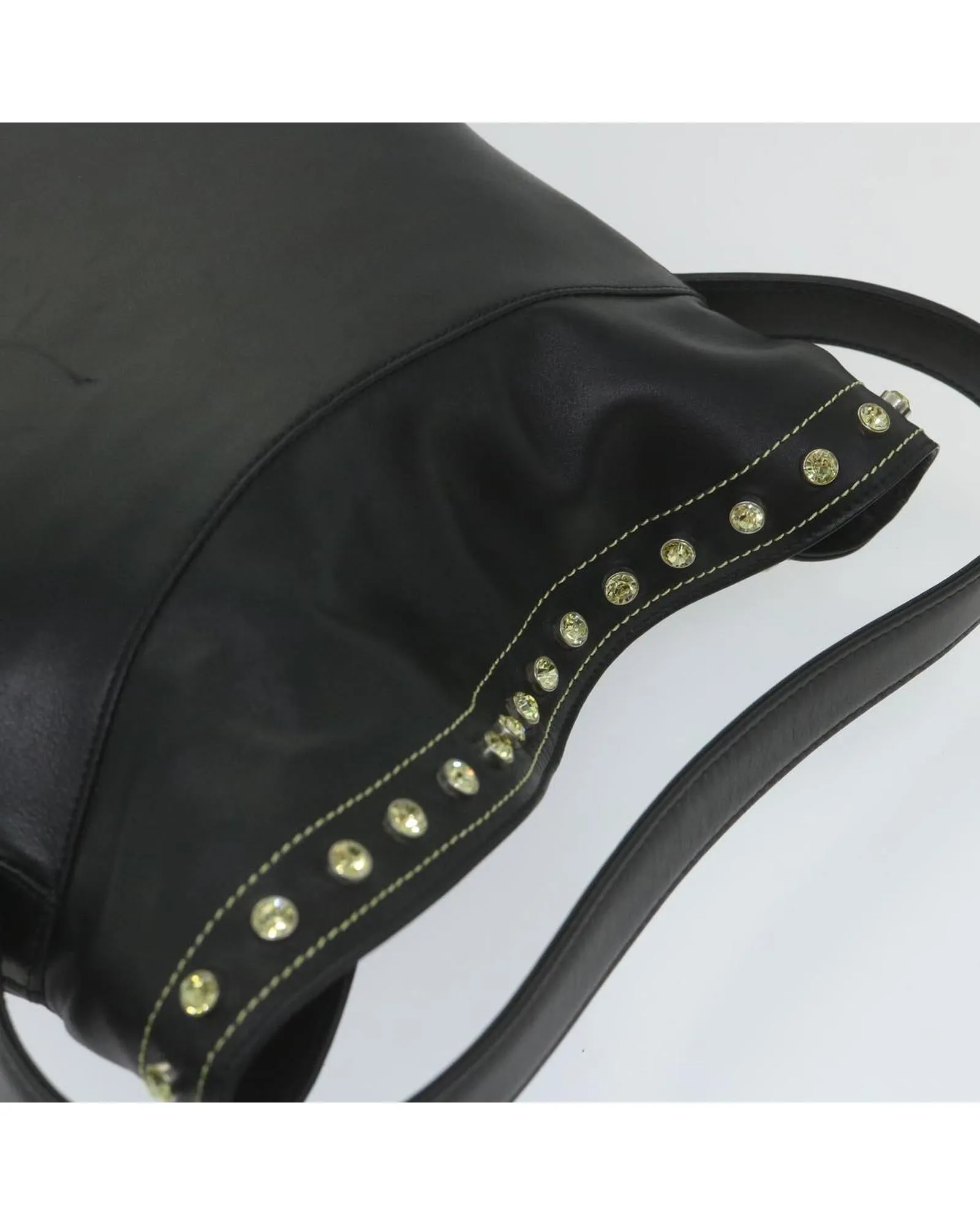 Black and Yellow Leather Shoulder Bag