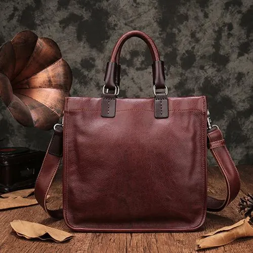 Black Vintage Womens Leather Handbag Brown Small Handbag Tote Shopper Purse