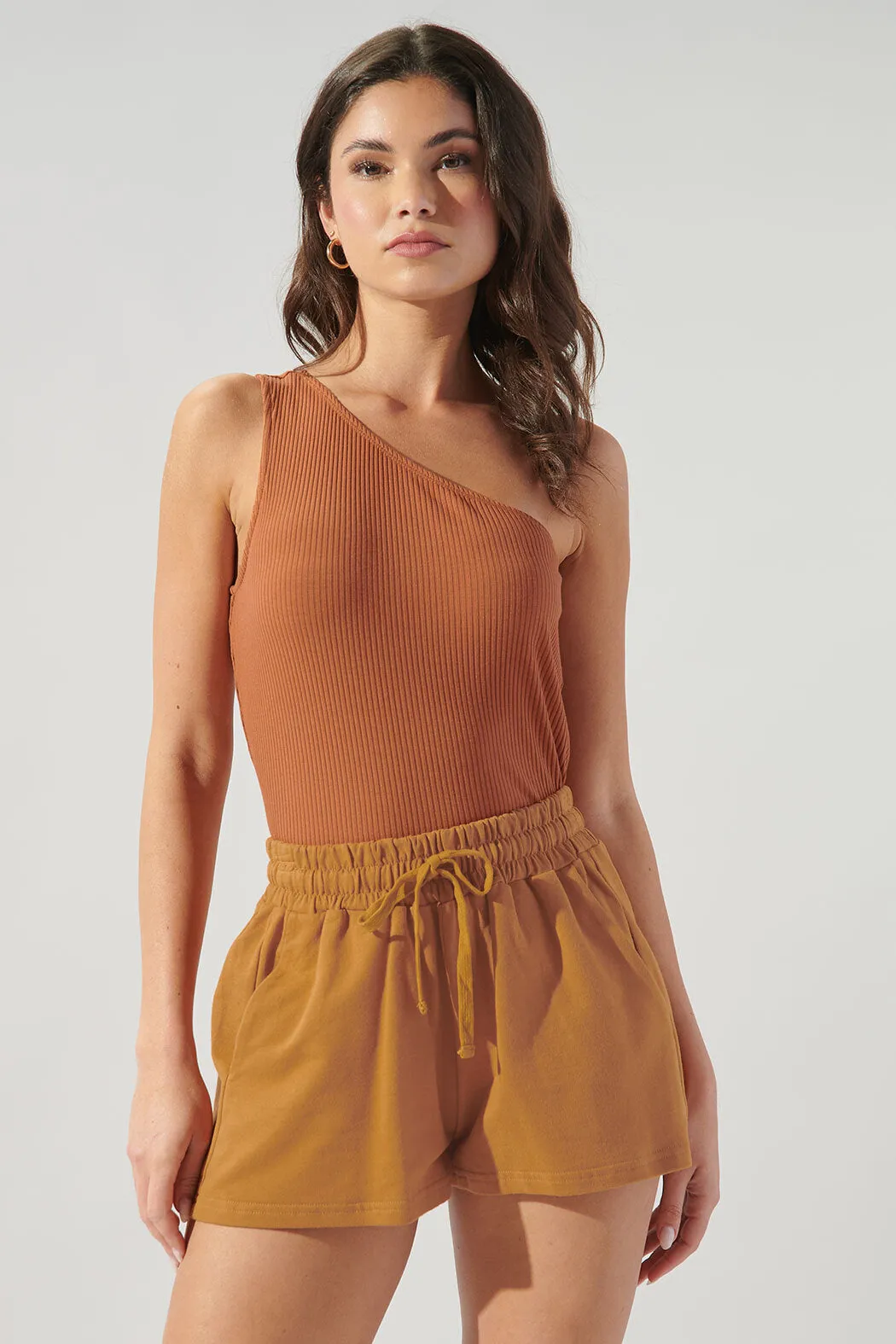 Brighter Days One Shoulder Ribbed Knit Top