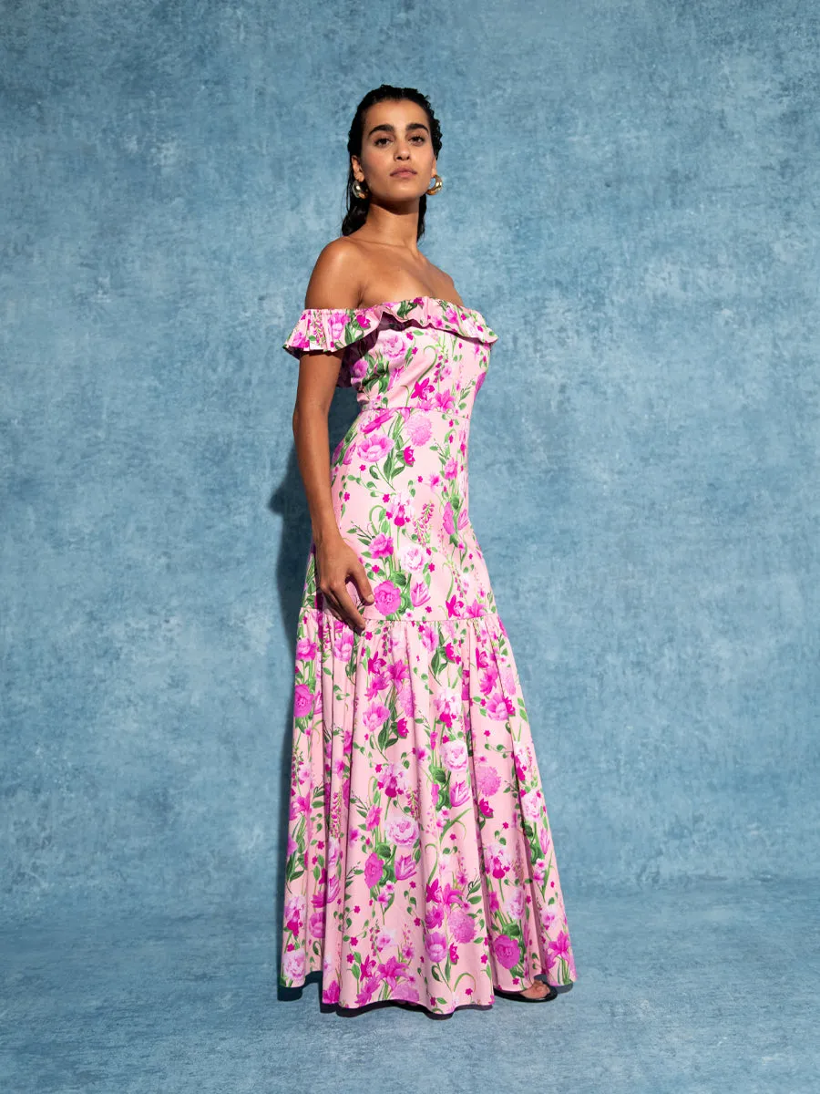 Farrah Cotton Maxi Dress - Antheia Pink