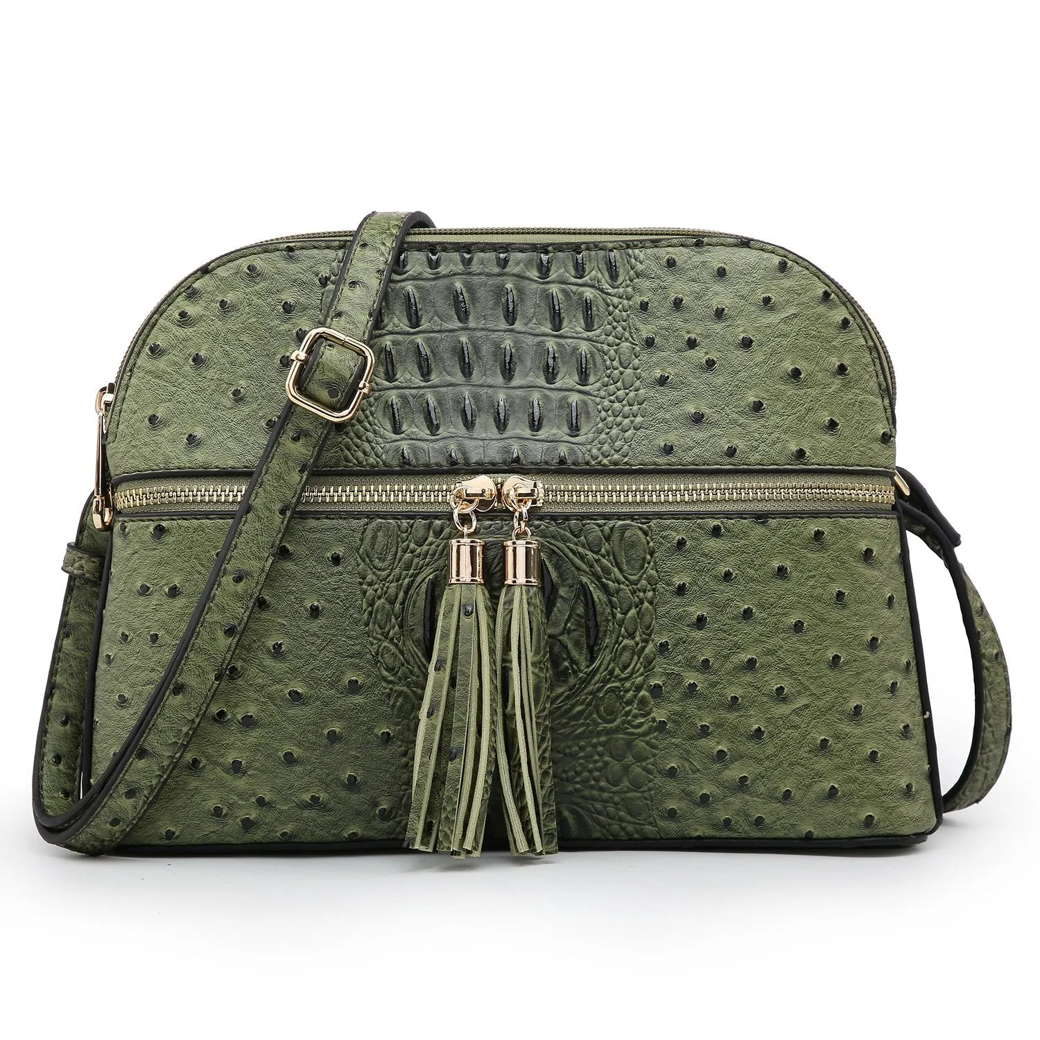 Fashion Embossed Pattern Tassel Crossbody Bag