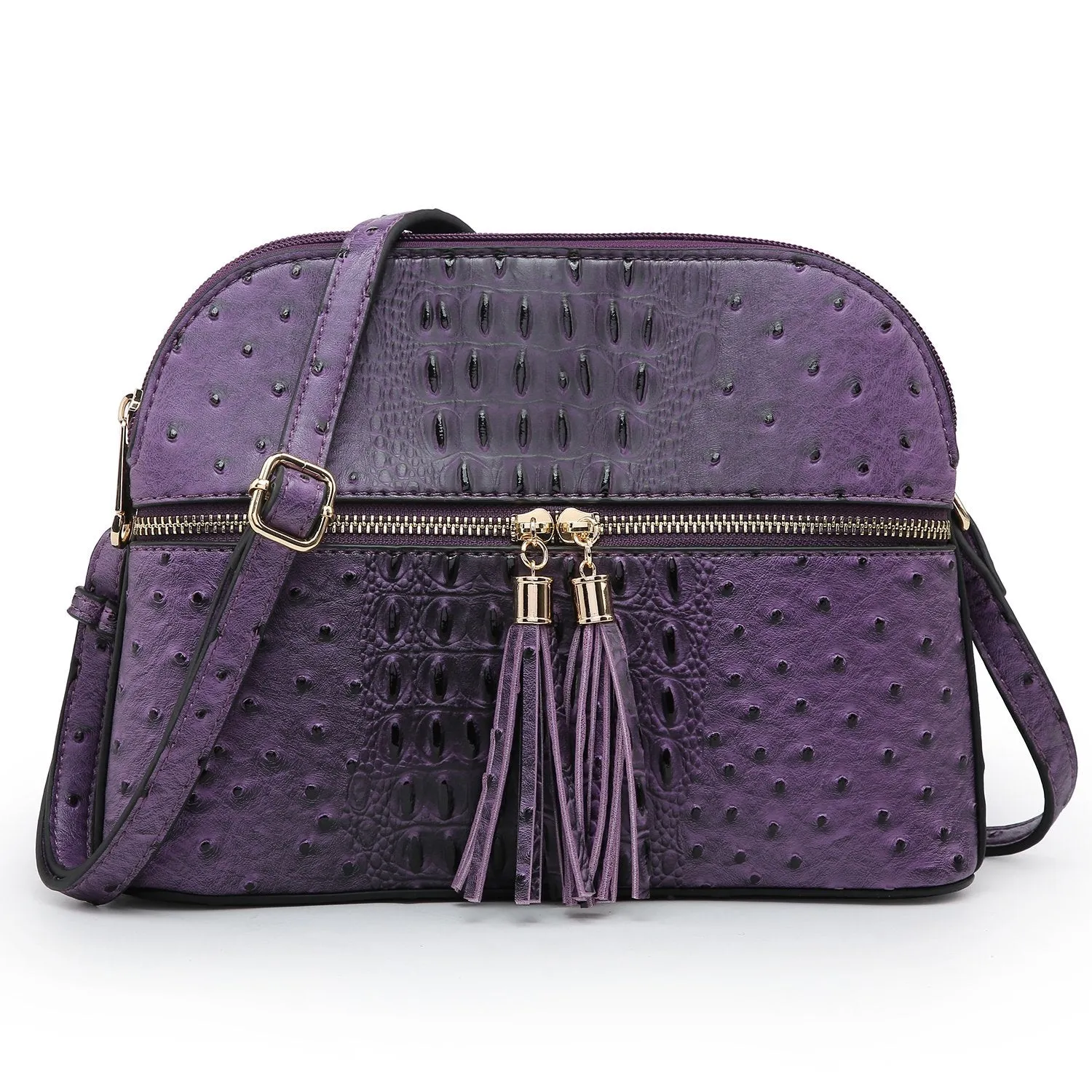 Fashion Embossed Pattern Tassel Crossbody Bag