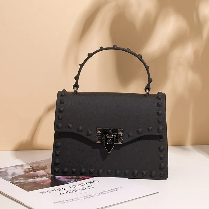 Fashion modern Ladies square mini Jelly HandBags Women punk Waterproof Chain purse Pvc Girls cool shoulder bag