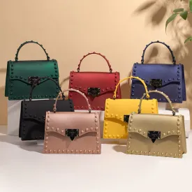 Fashion modern Ladies square mini Jelly HandBags Women punk Waterproof Chain purse Pvc Girls cool shoulder bag