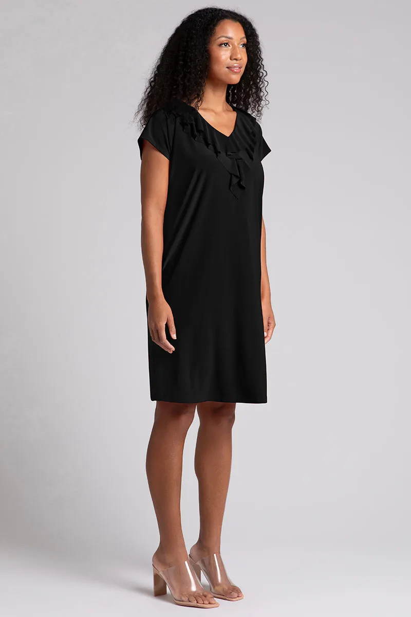 Flutter Dress Drop Shoulder | Black