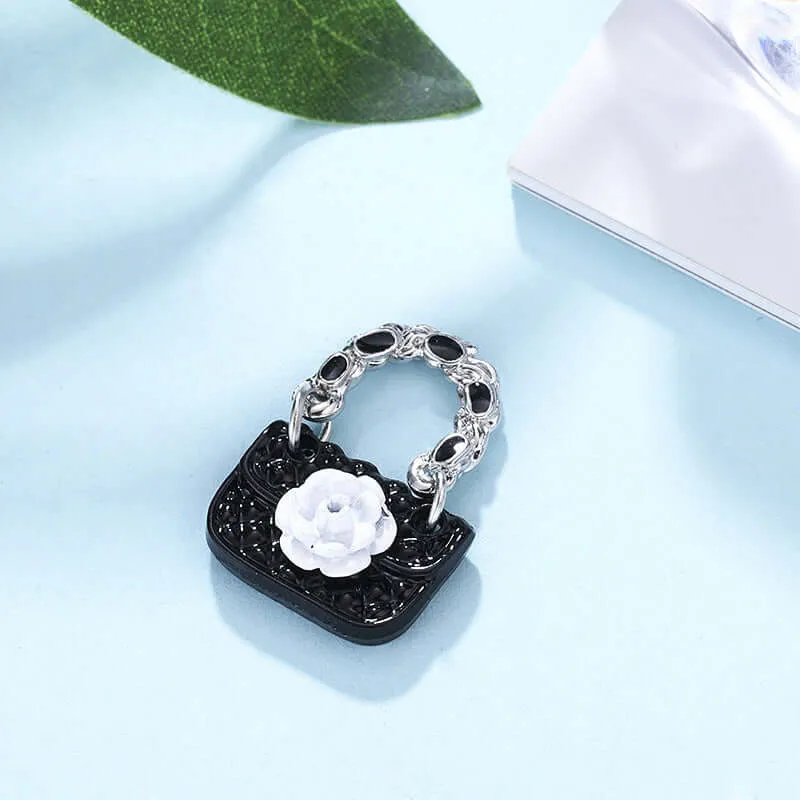 Korean version of flower small clothes accessories DIY handmade jewelry accessories alloy small bag pendant point drill handbag