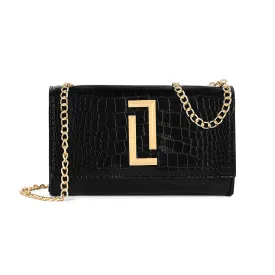 Lavie Luxe Crocflap Black Small Women's Sling