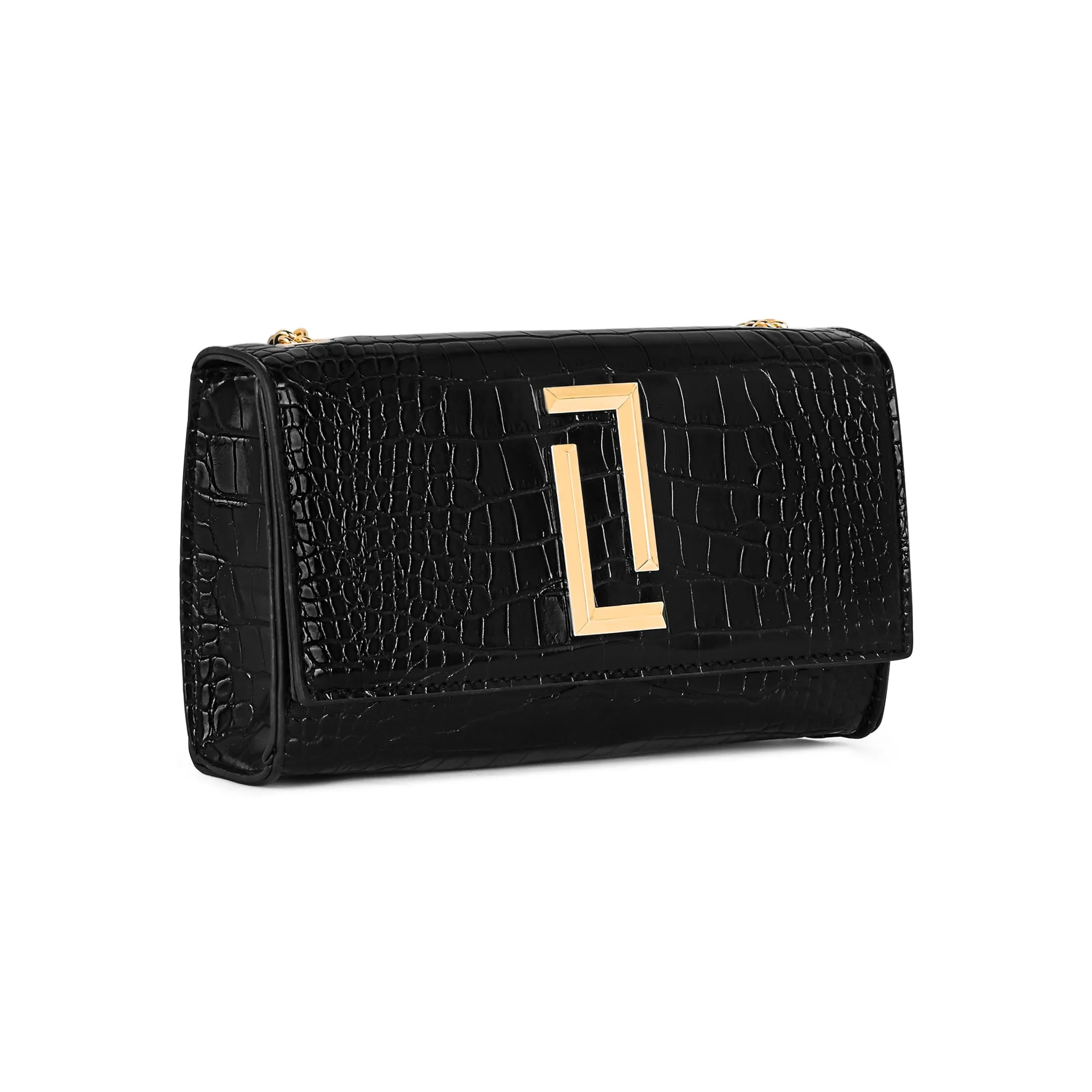 Lavie Luxe Crocflap Black Small Women's Sling