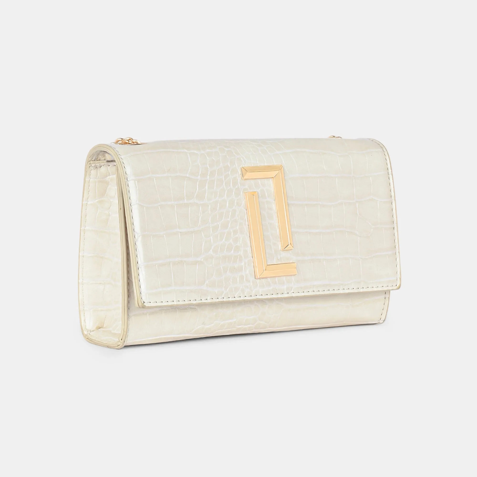 Lavie Luxe Crocflap Off White Small Women's Sling