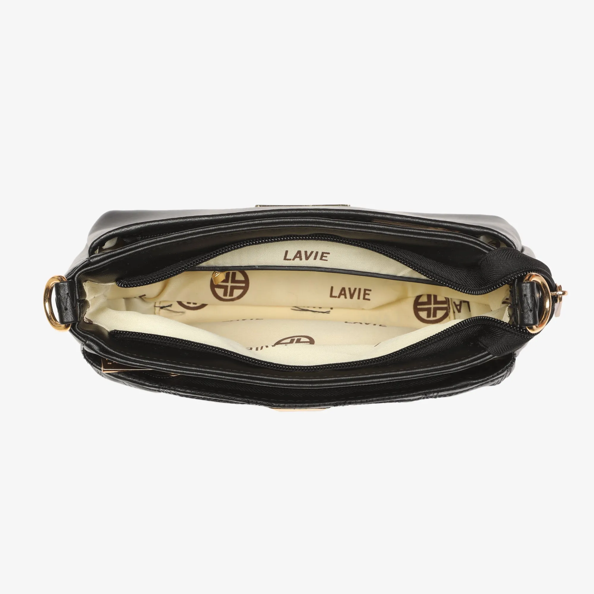 Lavie Luxe Helena Black Small Women's 3 Compartment Sling