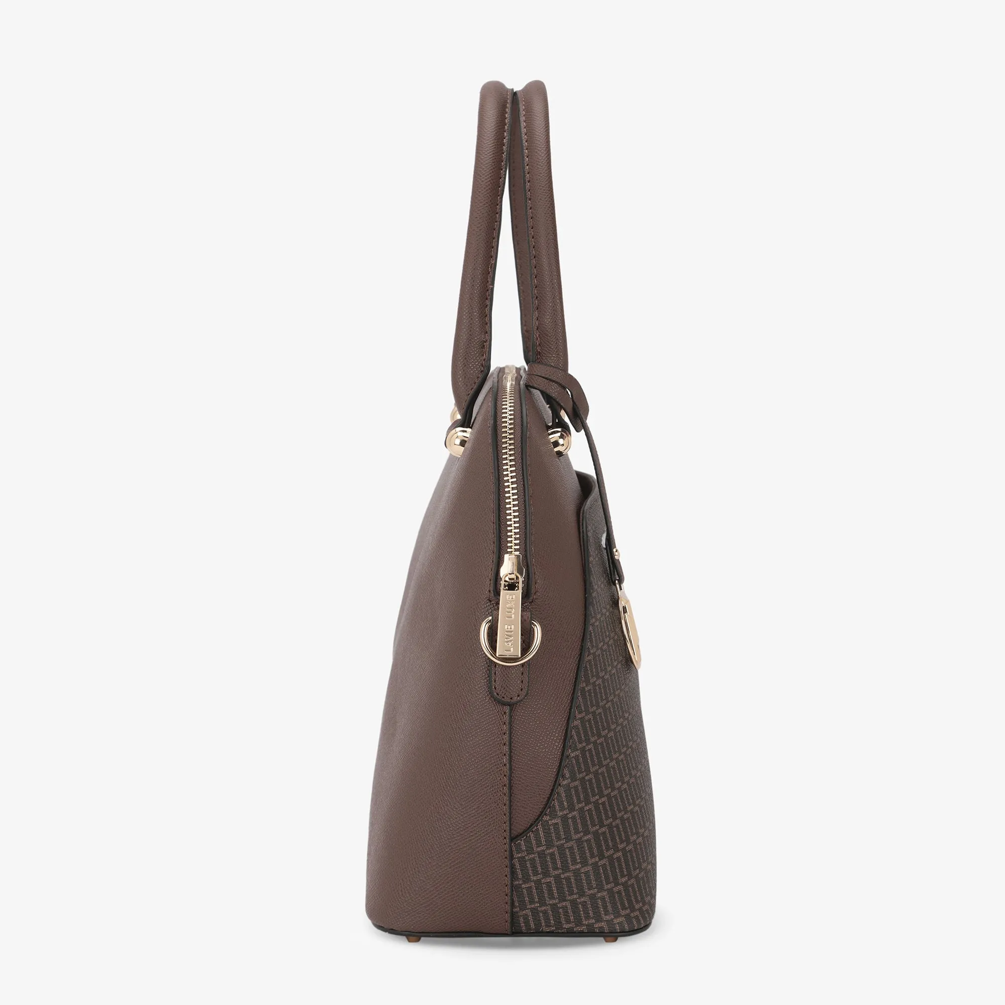 Lavie Luxe Monogram Valle24 Choco Medium Women's Satchel