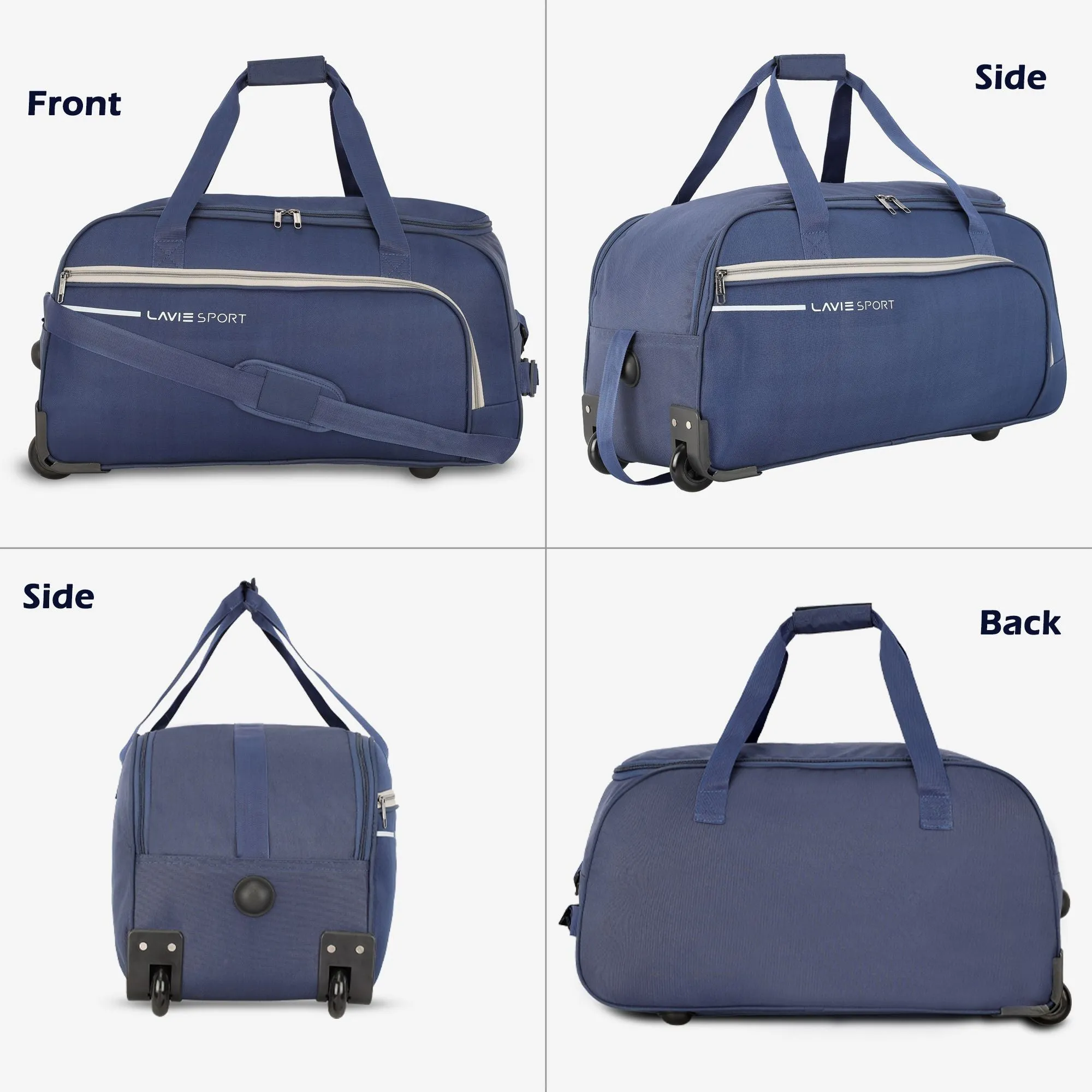 Lavie Sport Galactic M Medium Size 57 cms Wheel Duffle Bag | 2 Wheel Duffle Bag Navy