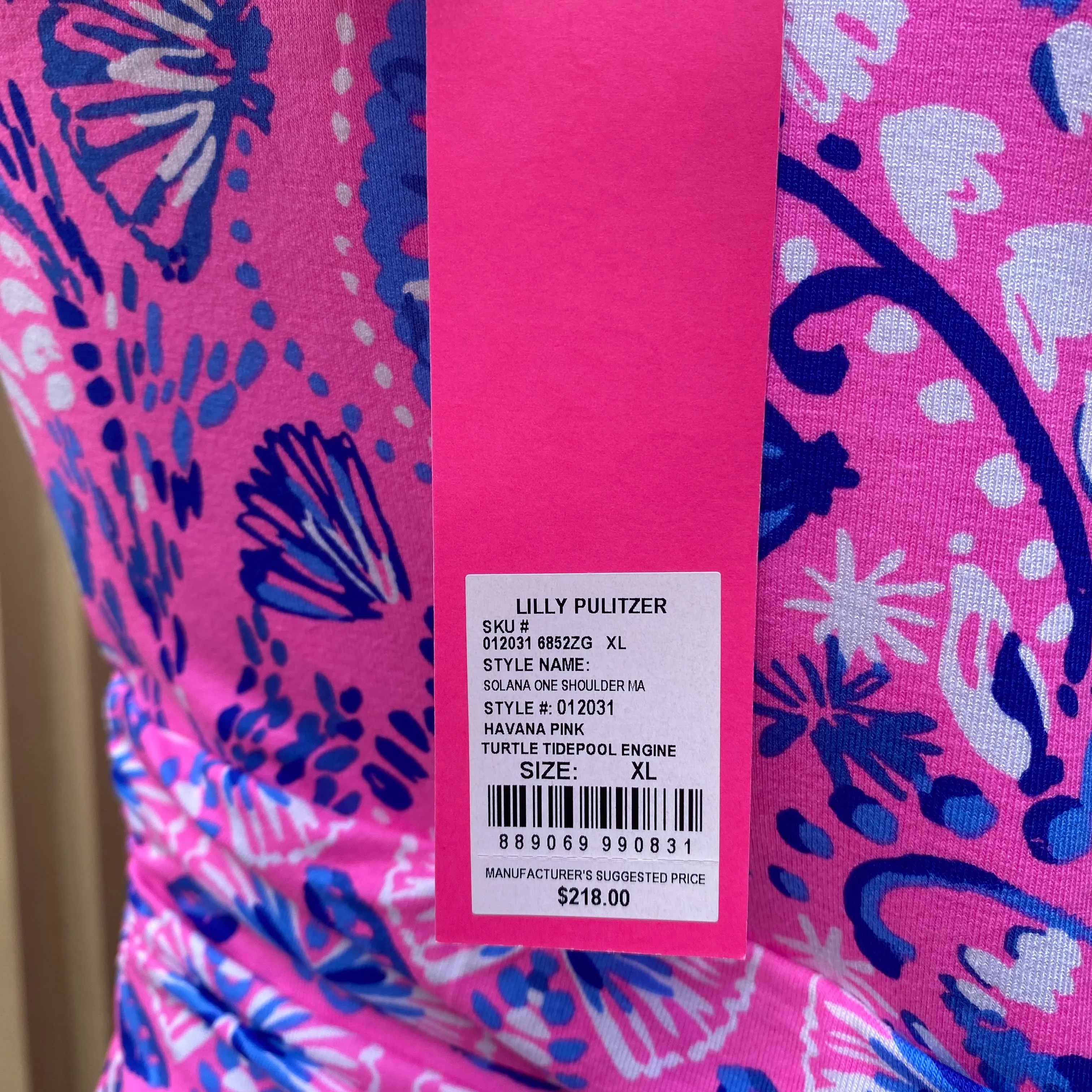 Lilly Pulitzer solana one shoulder turtle tidepool dress size XL NWT