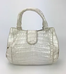 Nancy Gonzalez Iridescent Peal White Crocodile Handbag