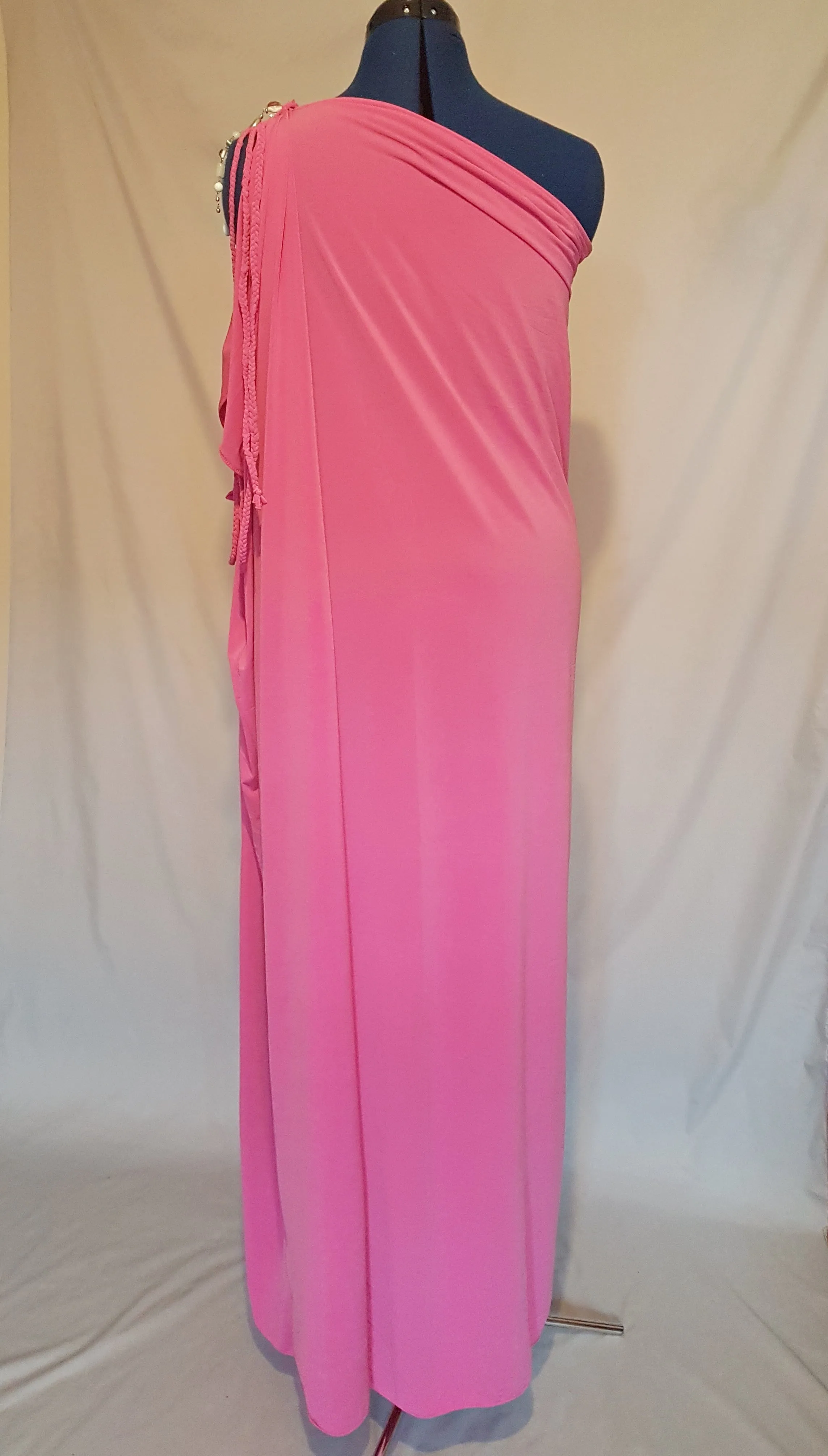 Pink Cold Shoulder Grecian Dress