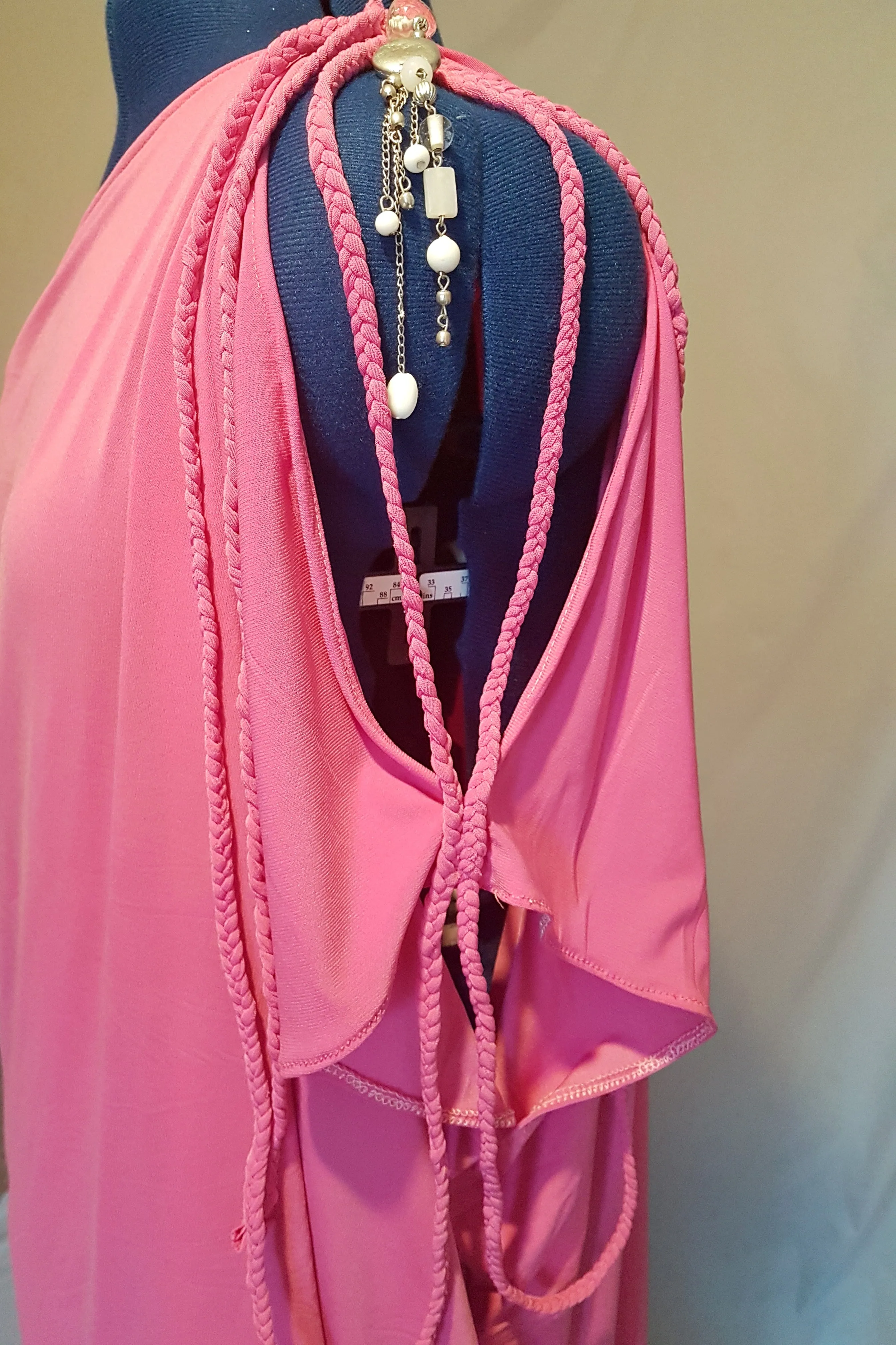 Pink Cold Shoulder Grecian Dress