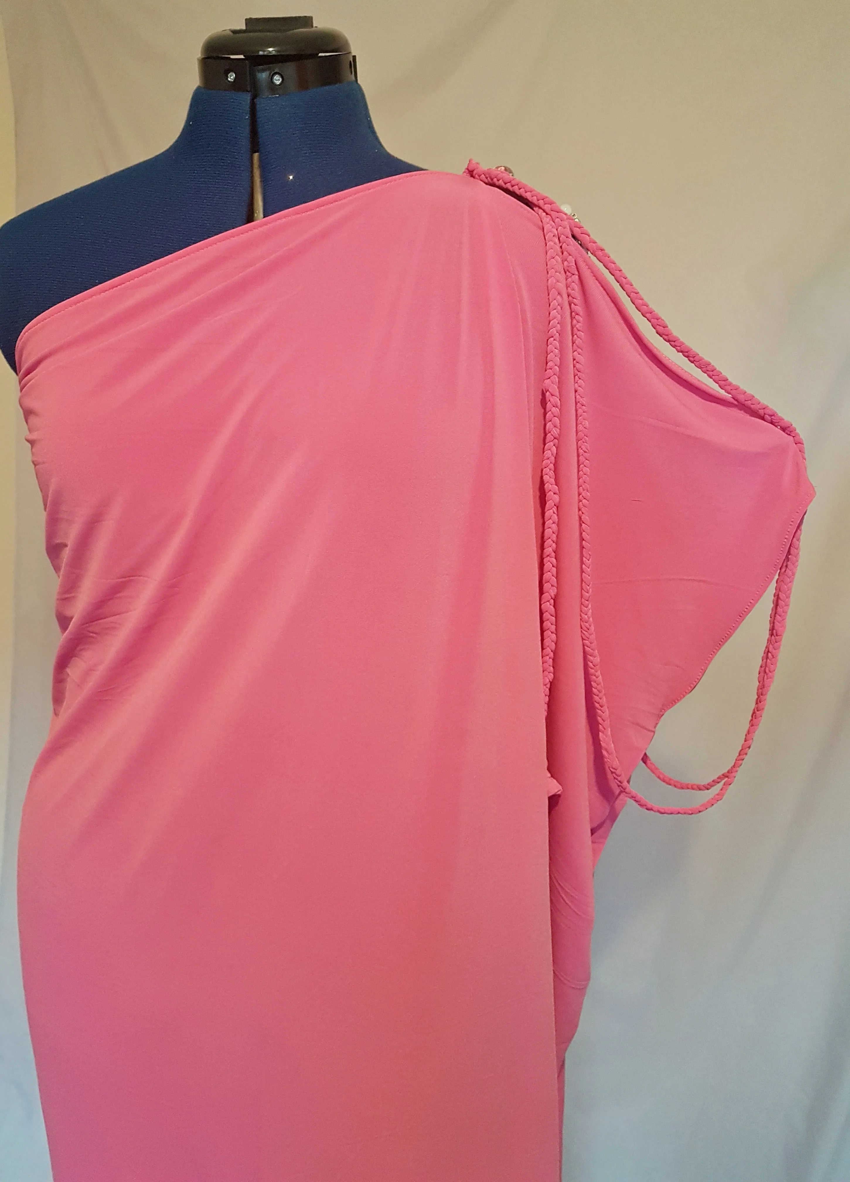 Pink Cold Shoulder Grecian Dress