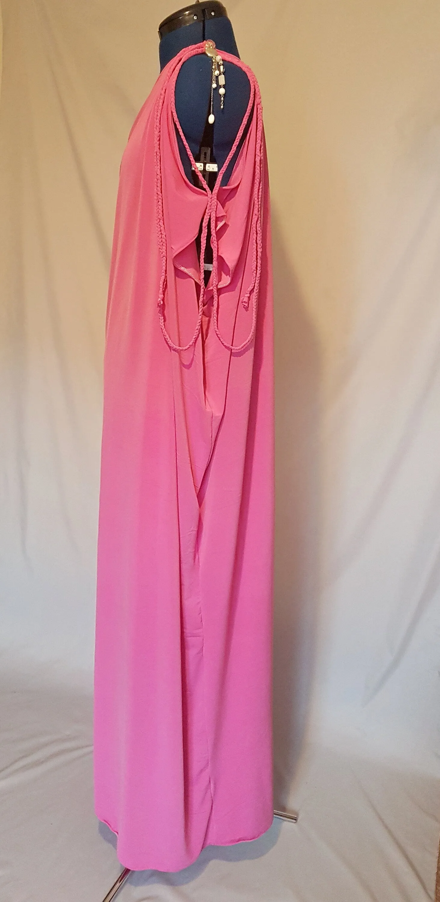 Pink Cold Shoulder Grecian Dress