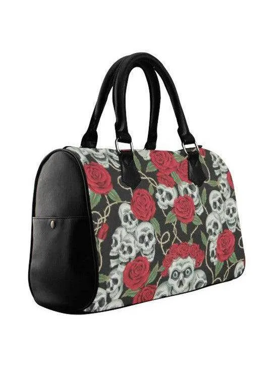 SKULLS n ROSES Barrel Type Handbag