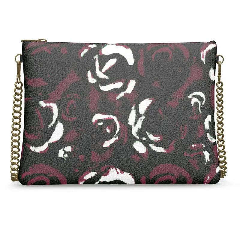 Vampire Art Grunge Contrast Roses Crossbody Bag With Chain