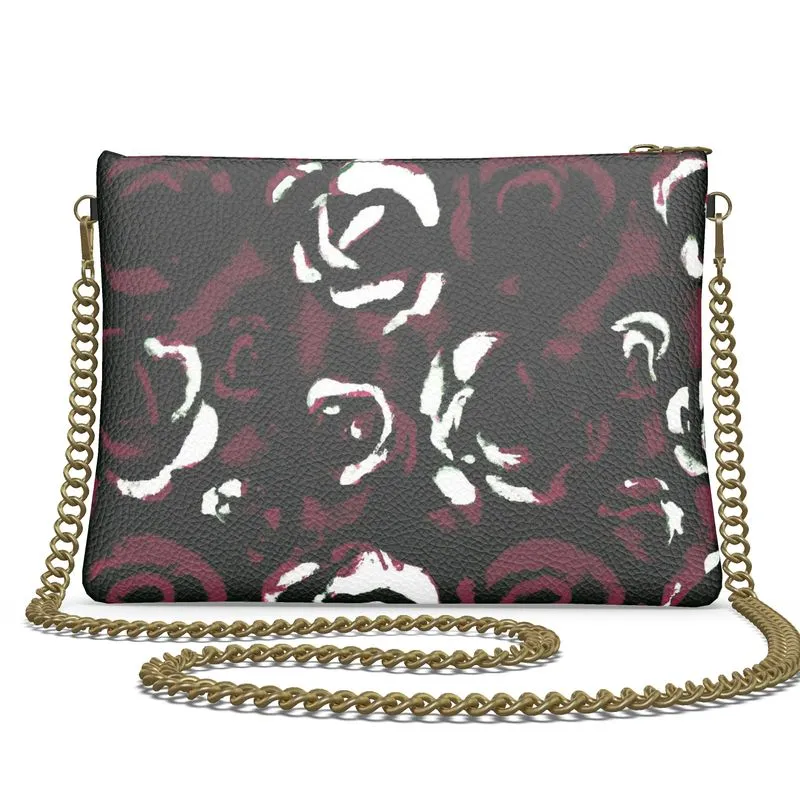 Vampire Art Grunge Contrast Roses Crossbody Bag With Chain