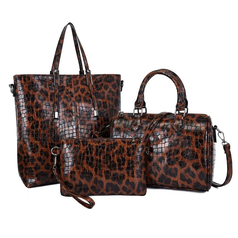 Vedazzling Retro 2022 New Leopard Print Three-Piece Shoulder Bag