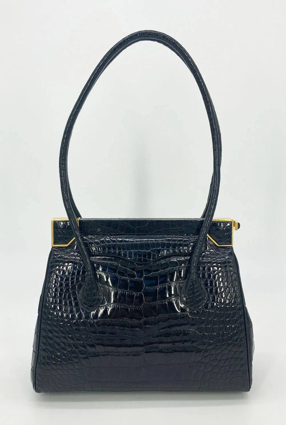 Vintage Judith Leiber Black Alligator Handbag